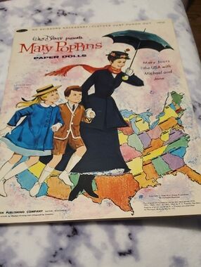 Walt Disney Mary Poppins Paper Dolls Vintage Cover - Colorful Illustration